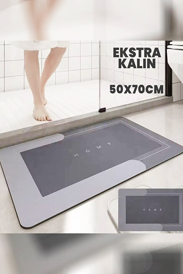 50x70 (EKSTRA KALIN) Geniş Boy Kaymaz Banyo Paspası - Su Emici - Kolay Temizlenir