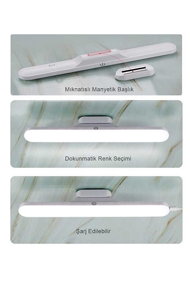 Mıknatıslı Şarjlı Led Işık Micro Usb Şarjlı Kablosuz Led Lamba 3 Kademeli Martı Aplik
