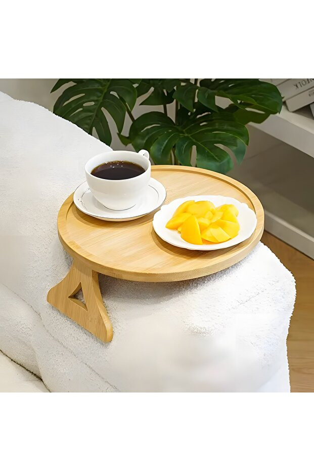 Modern Ahşap Oval Koltuk Sehpası Tepsi Dekoratif