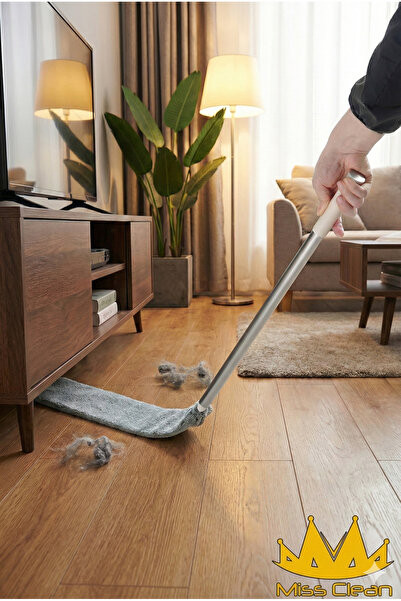 ( + 1 Yedekli ) Mikrofiber Başlıklı Girintili Yüzey Dip Köşe Temizleme Mopu Toz Alma Fırçası 120CM